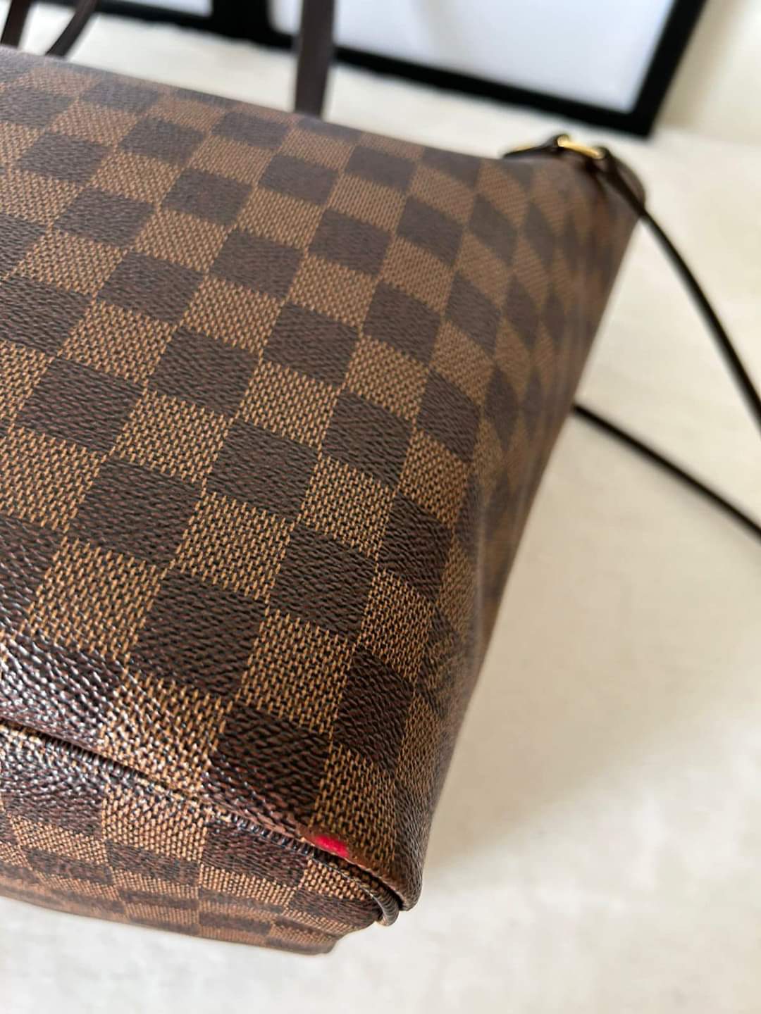 LOUIS VUITTON Neverfull MM Damier Ebene Pochette Wristlet Pouch Brown